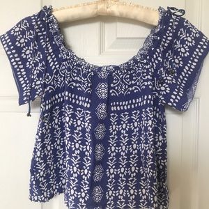 SAYLOR Blue/White Off The Shoulder Top